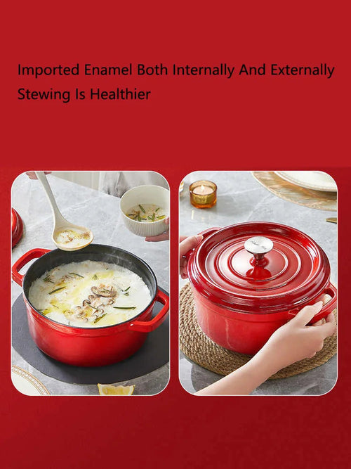 COOKER KING Cast Iron Enamel Non Stick Pot Household Stew soup Pot Gas