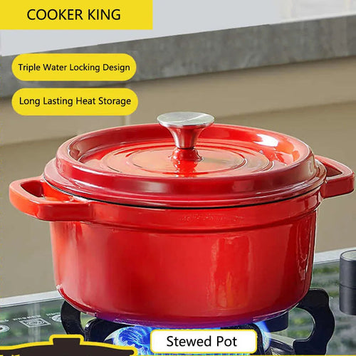 COOKER KING Cast Iron Enamel Non Stick Pot Household Stew soup Pot Gas